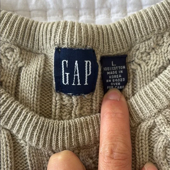 Y2K Vintage GAP Tan Cable Knit Pullover Sweater 100% cotton - Picture 2 of 8
